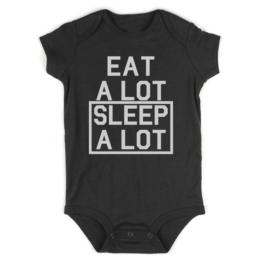 Eat A Lot Sleep A Lot Baby Bodysuit One Piece Black