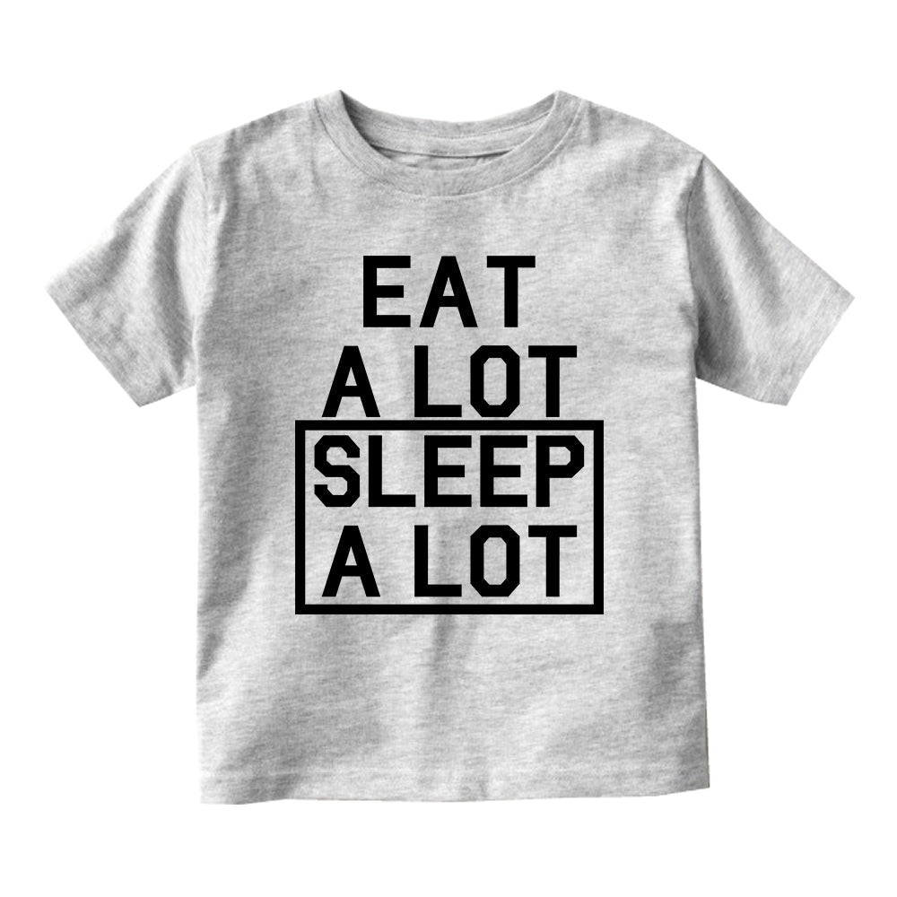 Eat A Lot Sleep A Lot Baby Toddler Short Sleeve T-Shirt Grey