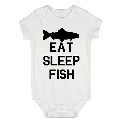 Eat Sleep Fish Fishing Infant Baby Boys Bodysuit White