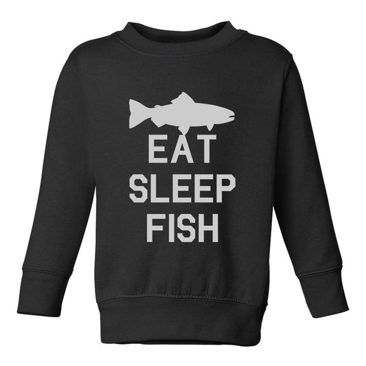 Eat Sleep Fish Fishing Toddler Boys Crewneck Sweatshirt Black