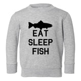 Eat Sleep Fish Fishing Toddler Boys Crewneck Sweatshirt Grey