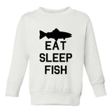 Eat Sleep Fish Fishing Toddler Boys Crewneck Sweatshirt White