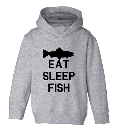 Eat Sleep Fish Fishing Toddler Boys Pullover Hoodie Grey