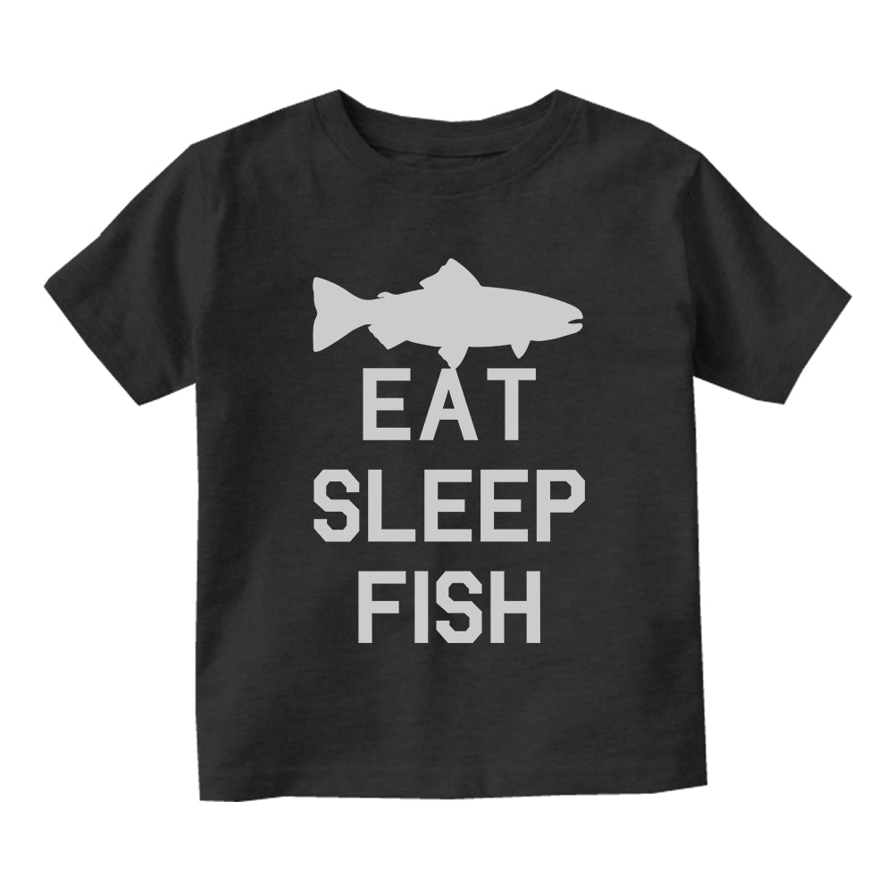 Eat Sleep Fish Fishing Toddler Boys Short Sleeve T-Shirt Black