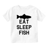 Eat Sleep Fish Fishing Toddler Boys Short Sleeve T-Shirt White