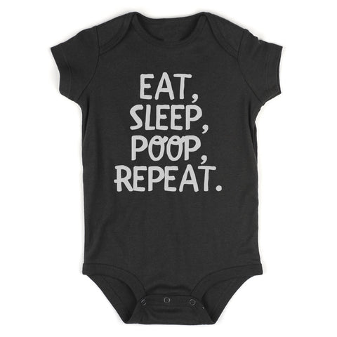 Eat Sleep Poop Funny Baby Bodysuit One Piece Black