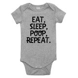 Eat Sleep Poop Funny Baby Bodysuit One Piece Grey