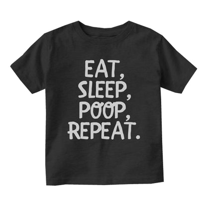 Eat Sleep Poop Funny Baby Toddler Short Sleeve T-Shirt Black