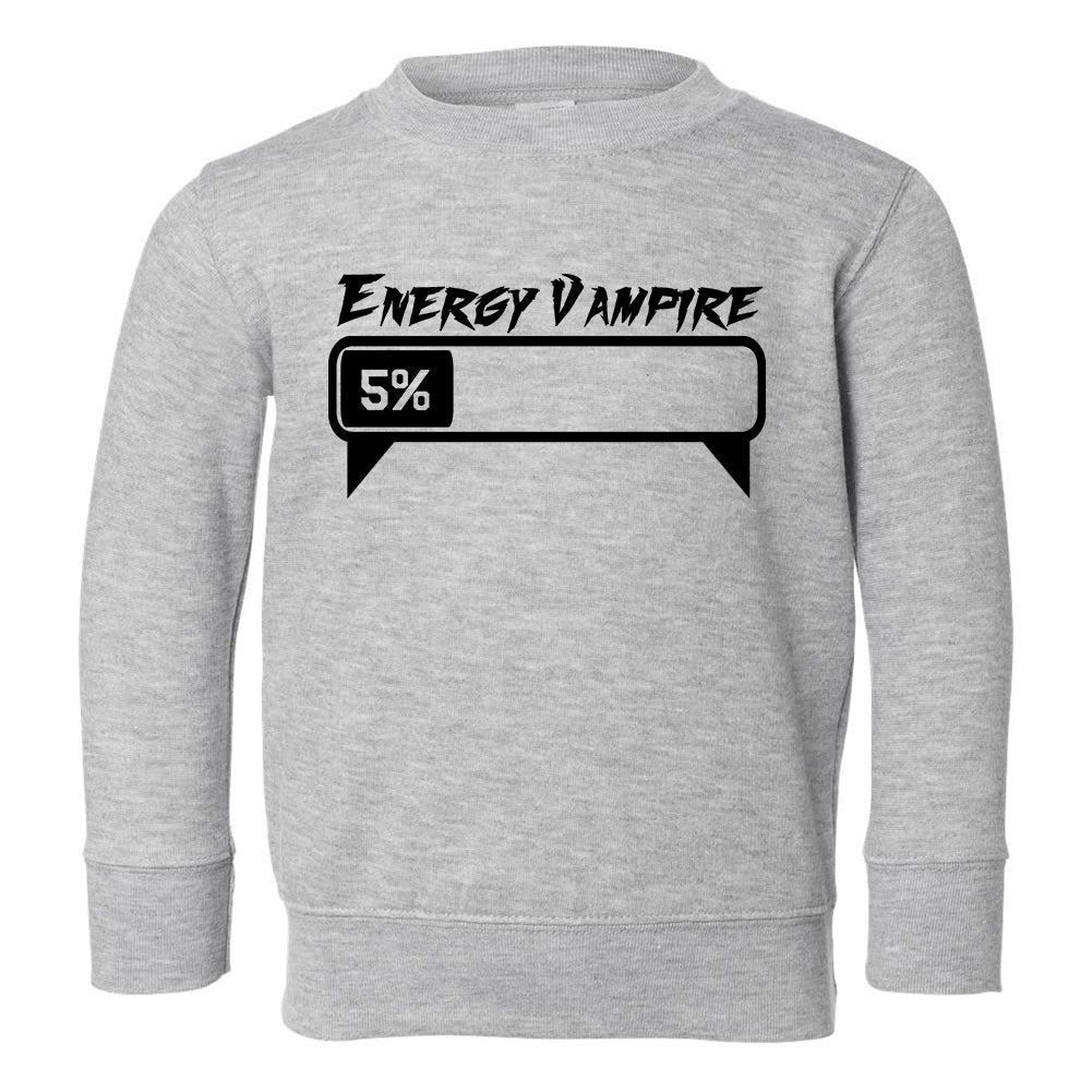 Energy Vampire Fangs Toddler Boys Crewneck Sweatshirt Grey