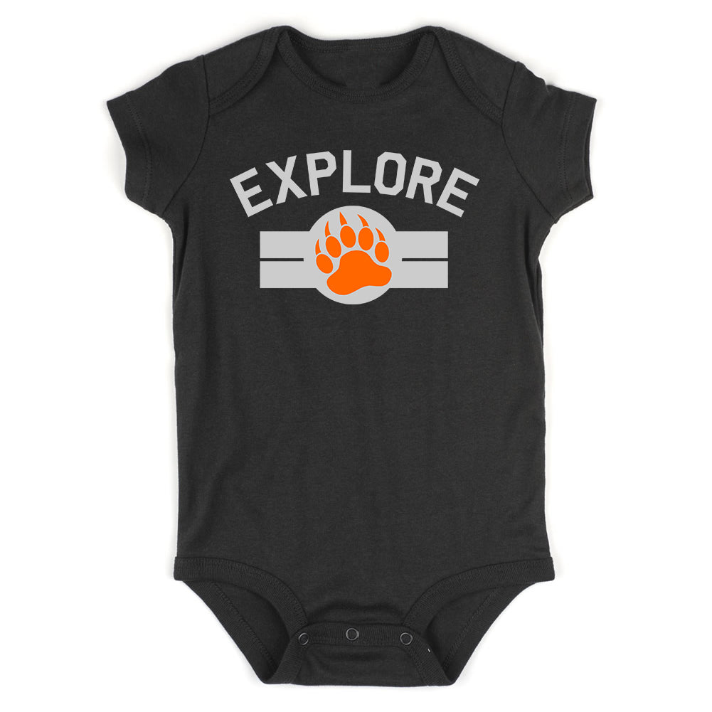 Explore Bear Paw Camping Infant Baby Boys Bodysuit Black