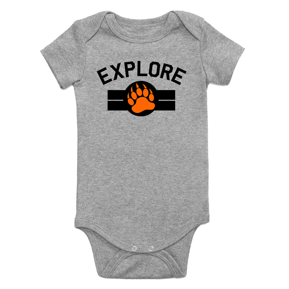 Explore Bear Paw Camping Infant Baby Boys Bodysuit Grey