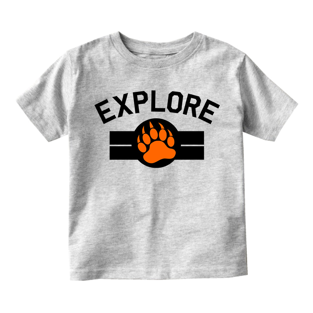 Explore Bear Paw Camping Infant Baby Boys Short Sleeve T-Shirt Grey