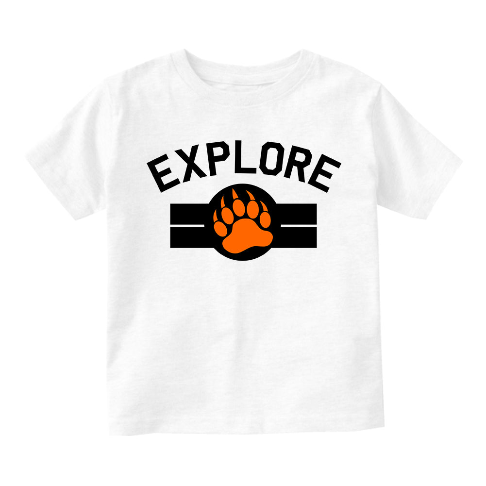 Explore Bear Paw Camping Infant Baby Boys Short Sleeve T-Shirt White