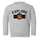 Explore Bear Paw Camping Toddler Boys Crewneck Sweatshirt Grey