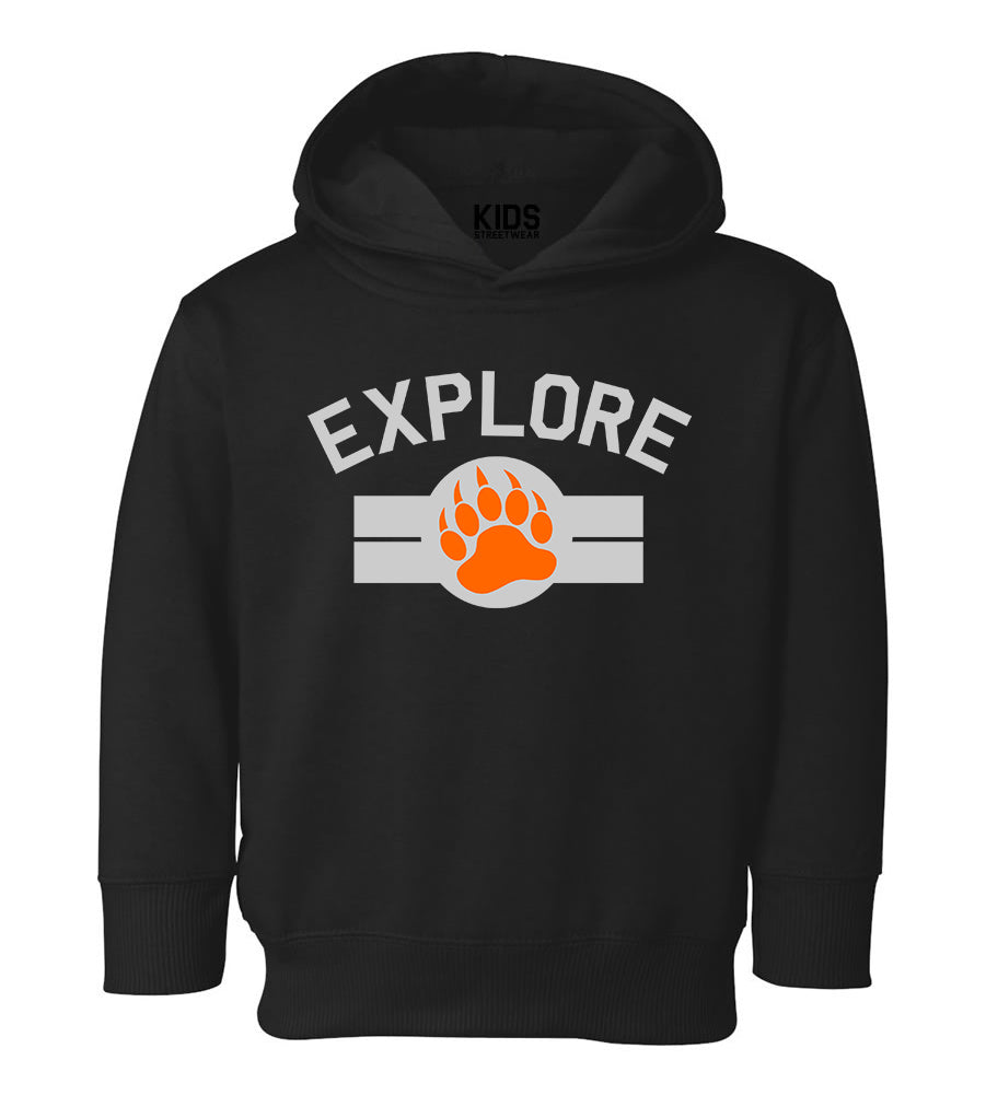 Explore Bear Paw Camping Toddler Boys Pullover Hoodie Black