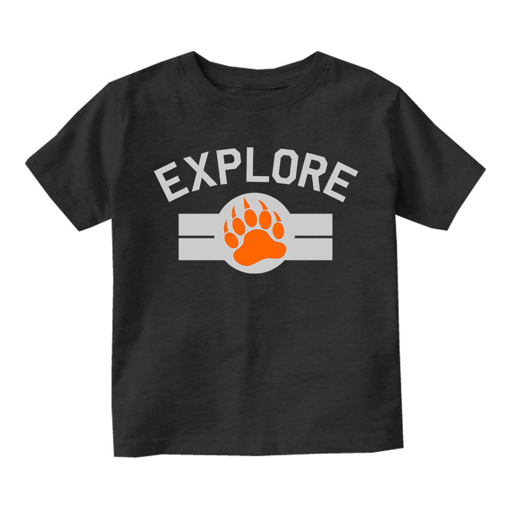 Explore Bear Paw Camping Toddler Boys Short Sleeve T-Shirt Black