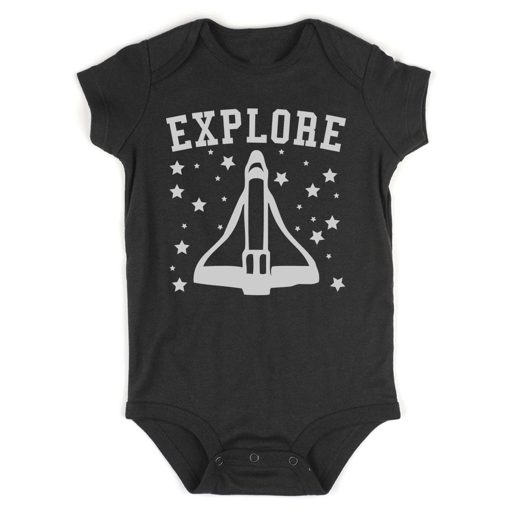 Explore Spaceship Infant Baby Boys Bodysuit Black