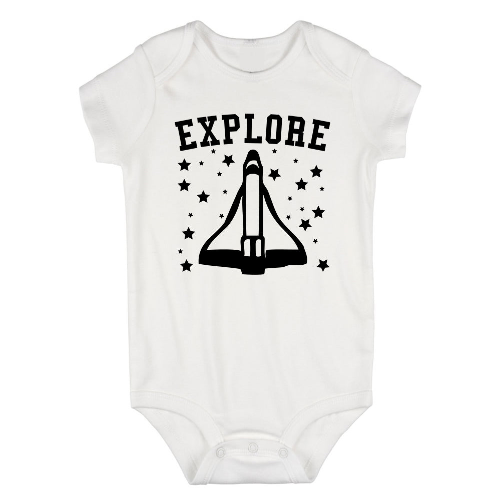 Explore Spaceship Infant Baby Boys Bodysuit White