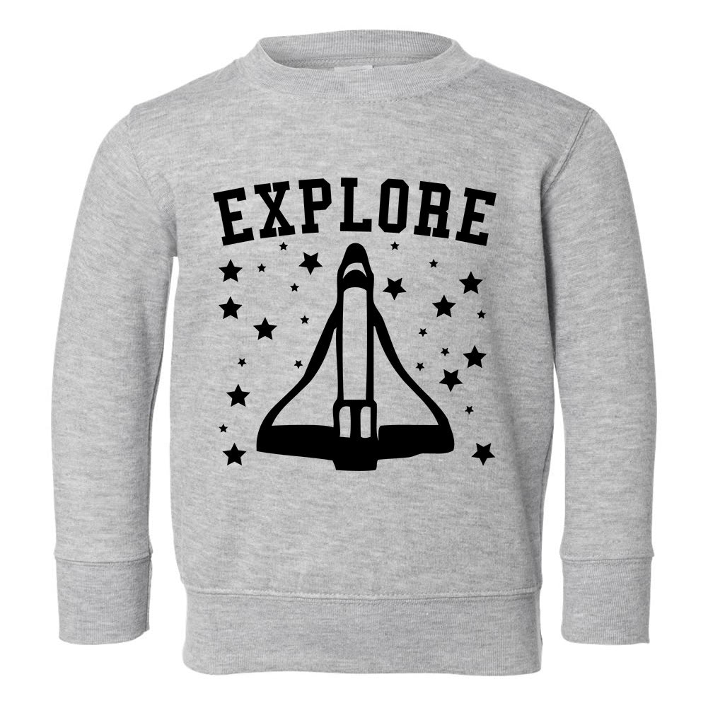 Explore Spaceship Toddler Boys Crewneck Sweatshirt Grey