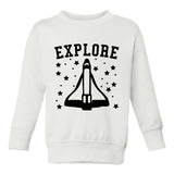Explore Spaceship Toddler Boys Crewneck Sweatshirt White