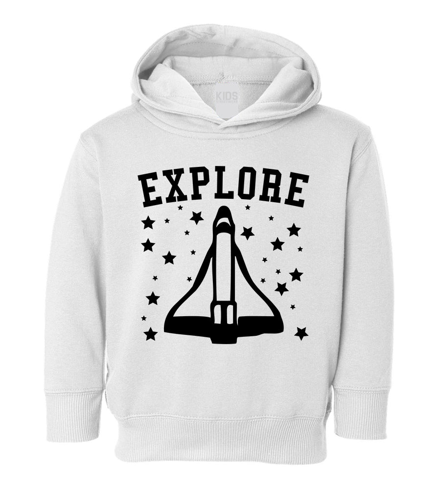 Explore Spaceship Toddler Boys Pullover Hoodie White