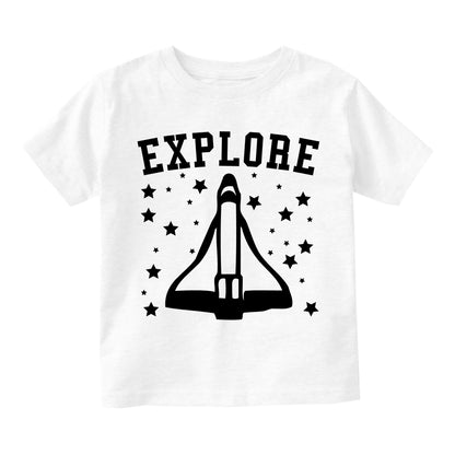 Explore Spaceship Toddler Boys Short Sleeve T-Shirt White