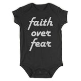 Faith Over Fear Script Infant Baby Boys Bodysuit Black