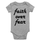 Faith Over Fear Script Infant Baby Boys Bodysuit Grey