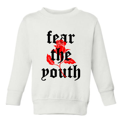 Fear The Youth Rose Toddler Boys Crewneck Sweatshirt White