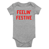 Feelin Festive Christmas Infant Baby Boys Bodysuit Grey