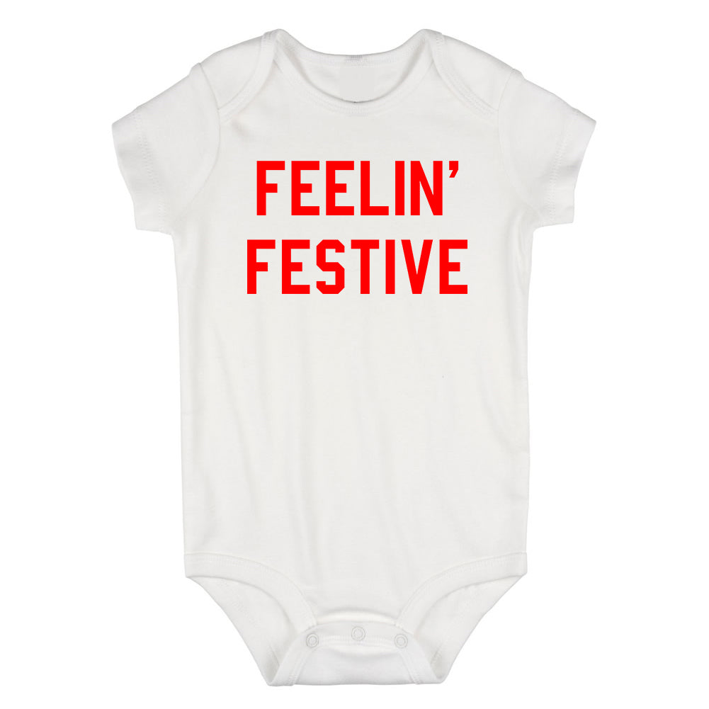 Feelin Festive Christmas Infant Baby Boys Bodysuit White