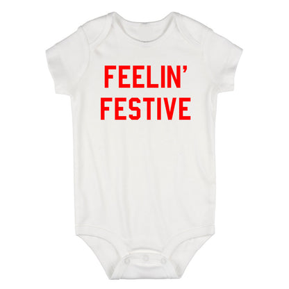 Feelin Festive Christmas Infant Baby Boys Bodysuit White