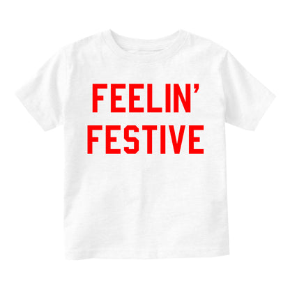 Feelin Festive Christmas Infant Baby Boys Short Sleeve T-Shirt White