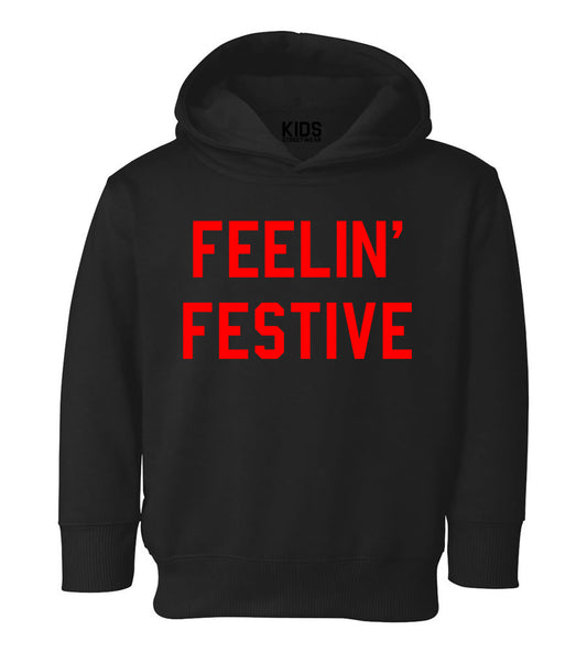 Feelin Festive Christmas Toddler Boys Pullover Hoodie Black