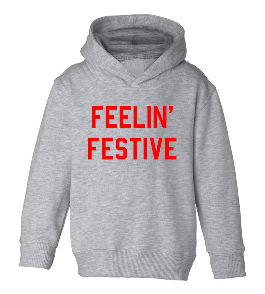 Feelin Festive Christmas Toddler Boys Pullover Hoodie Grey