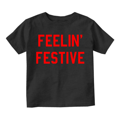 Feelin Festive Christmas Toddler Boys Short Sleeve T-Shirt Black