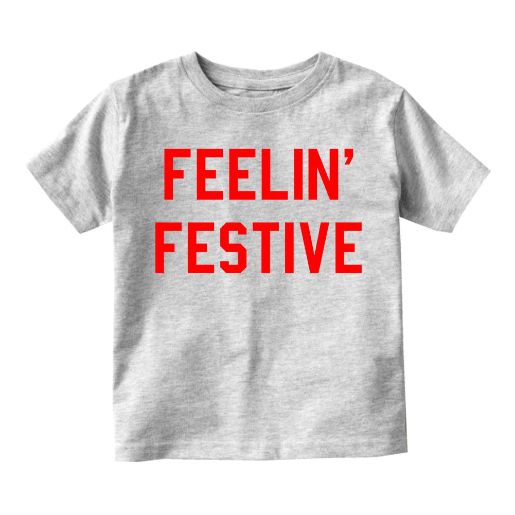 Feelin Festive Christmas Toddler Boys Short Sleeve T-Shirt Grey