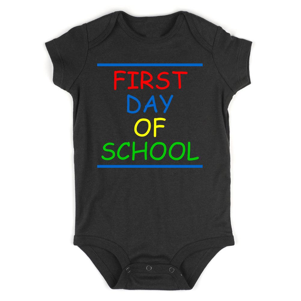 First Day Of School Colorful Infant Baby Boys Bodysuit Black