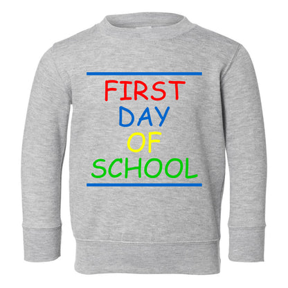 First Day Of School Colorful Toddler Boys Crewneck Sweatshirt Grey