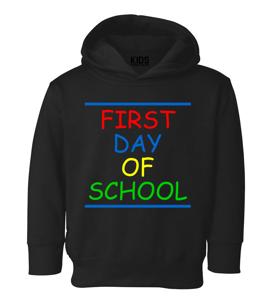First Day Of School Colorful Toddler Boys Pullover Hoodie Black