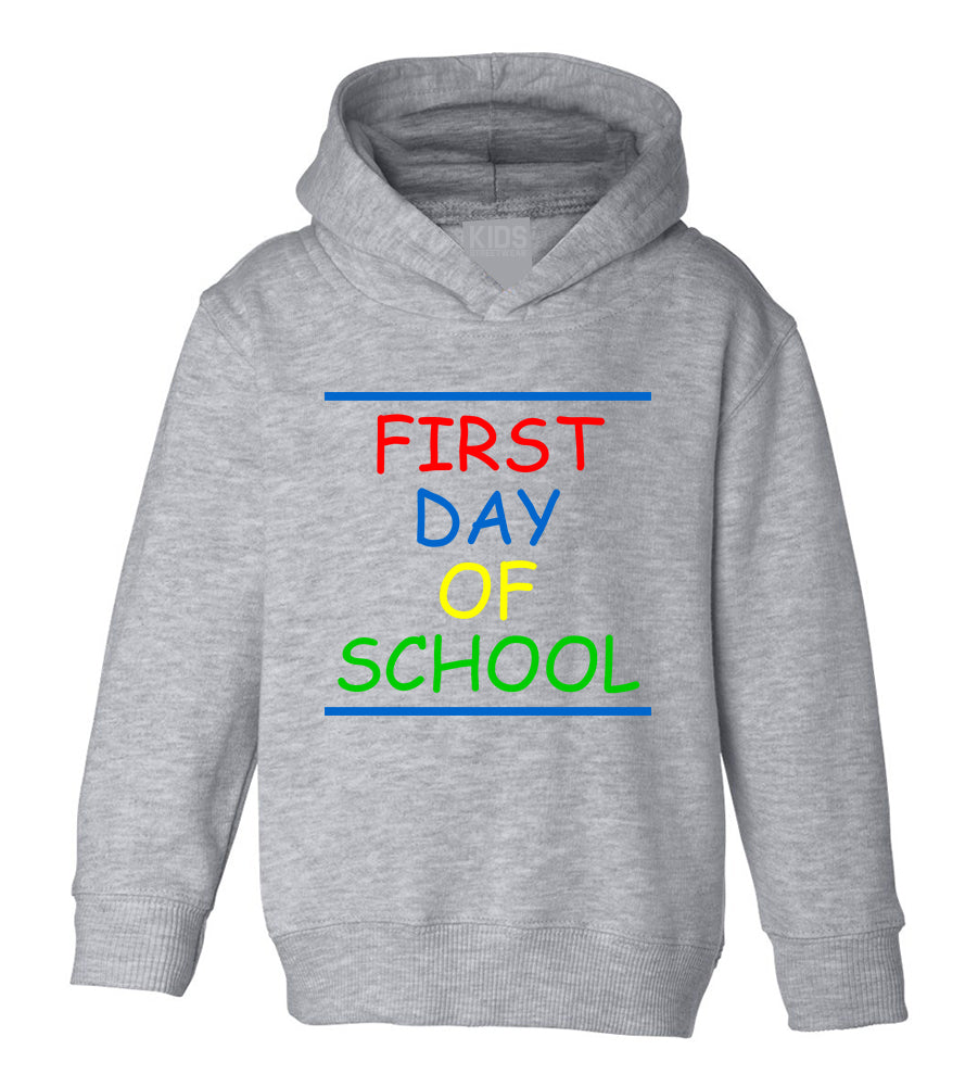 First Day Of School Colorful Toddler Boys Pullover Hoodie Grey