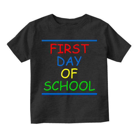 First Day Of School Colorful Toddler Boys Short Sleeve T-Shirt Black