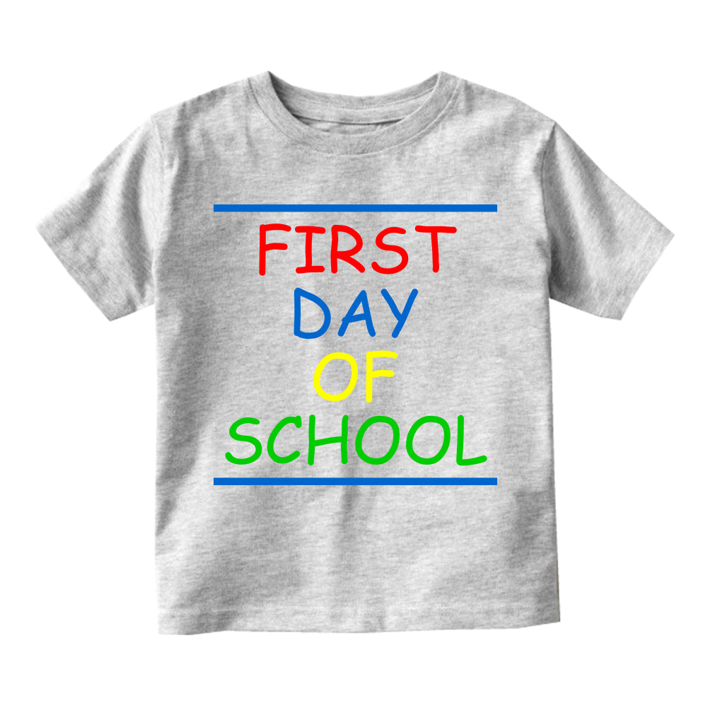 First Day Of School Colorful Toddler Boys Short Sleeve T-Shirt Grey