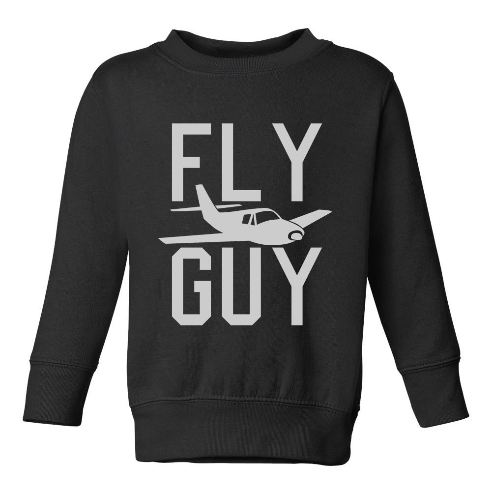 Fly Guy Airplane Toddler Boys Crewneck Sweatshirt Black