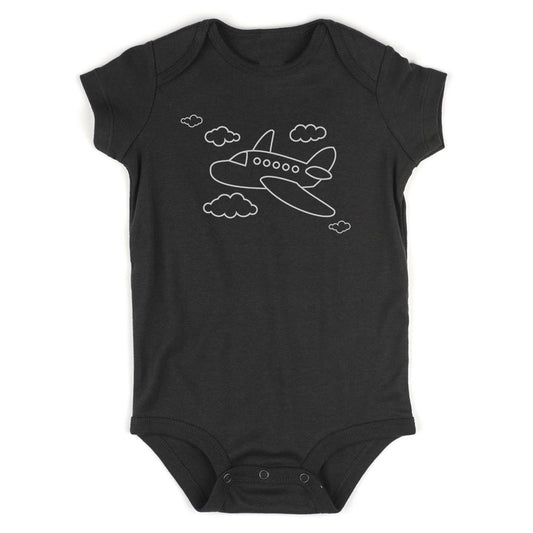 Flying Airplane In The Clouds Pilot Baby Bodysuit One Piece Black