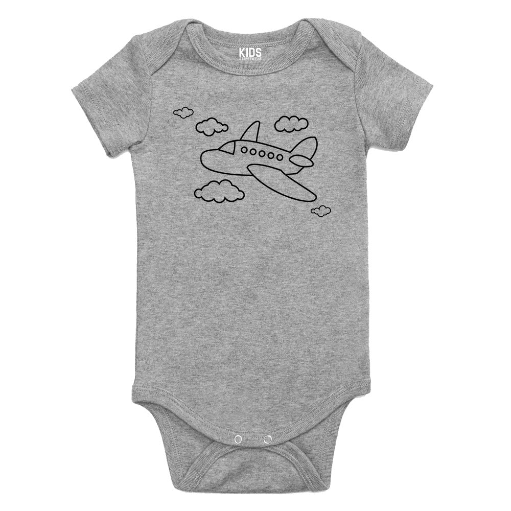 Flying Airplane In The Clouds Pilot Baby Bodysuit One Piece Grey