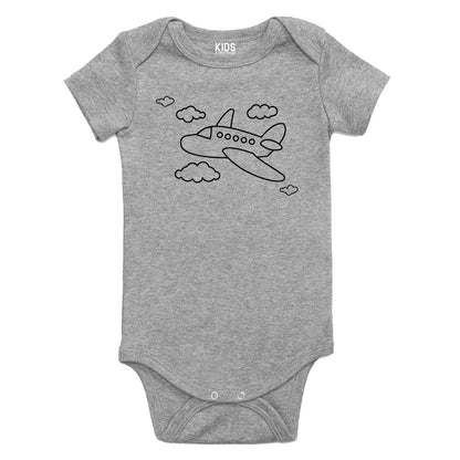 Flying Airplane In The Clouds Pilot Baby Bodysuit One Piece Grey