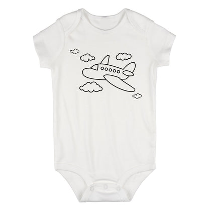 Flying Airplane In The Clouds Pilot Baby Bodysuit One Piece White