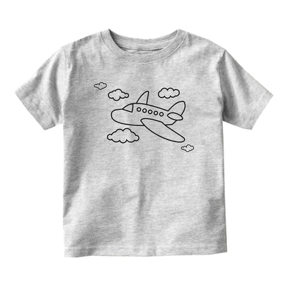 Flying Airplane In The Clouds Pilot Baby Toddler Short Sleeve T-Shirt Grey