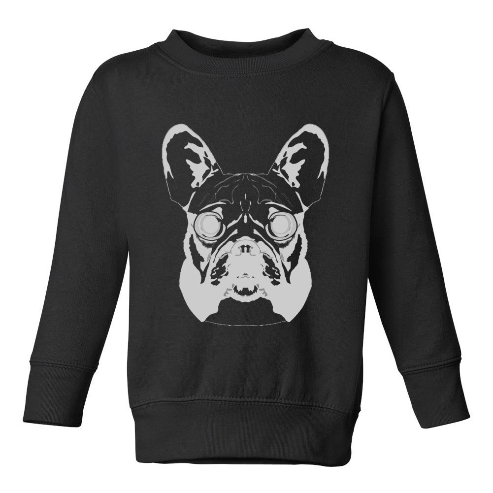 French Bulldog Toddler Boys Crewneck Sweatshirt Black